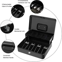 Cash Register Box with Cash Tray 4 Bill/5 Coin Slots Lock Safe Box with Key Savings Organizer Piggy Bank Cashier Case for Store 2