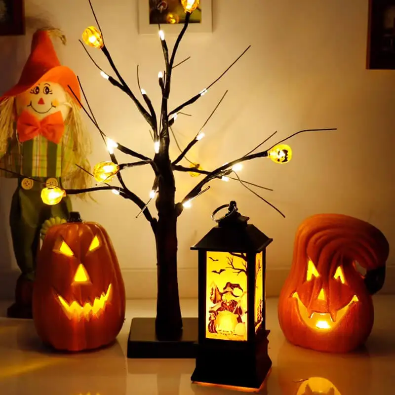 Lantern Pumpkin Decor Led Light Up Pumpkin Outdoor Decoration Battery-Powered Halloween Pumpkin Lamp Light Up Pumpkin