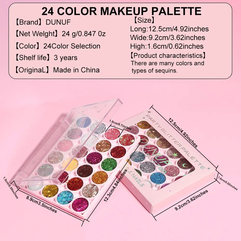24Colors Body Face Glitter Gel Palette Waterproof Eye Hair Loose Sequins Eyeshadow Multifunctional Party Deco Makeup Cosmetics 6