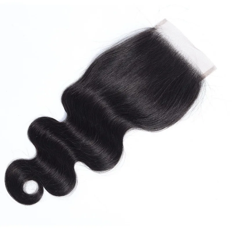 Body Wave 4x4 Lace Closure Human Hair Pre-Plucked Hairline Brazilian Virgin Hair Transparent Lace Closure Soft and Silky