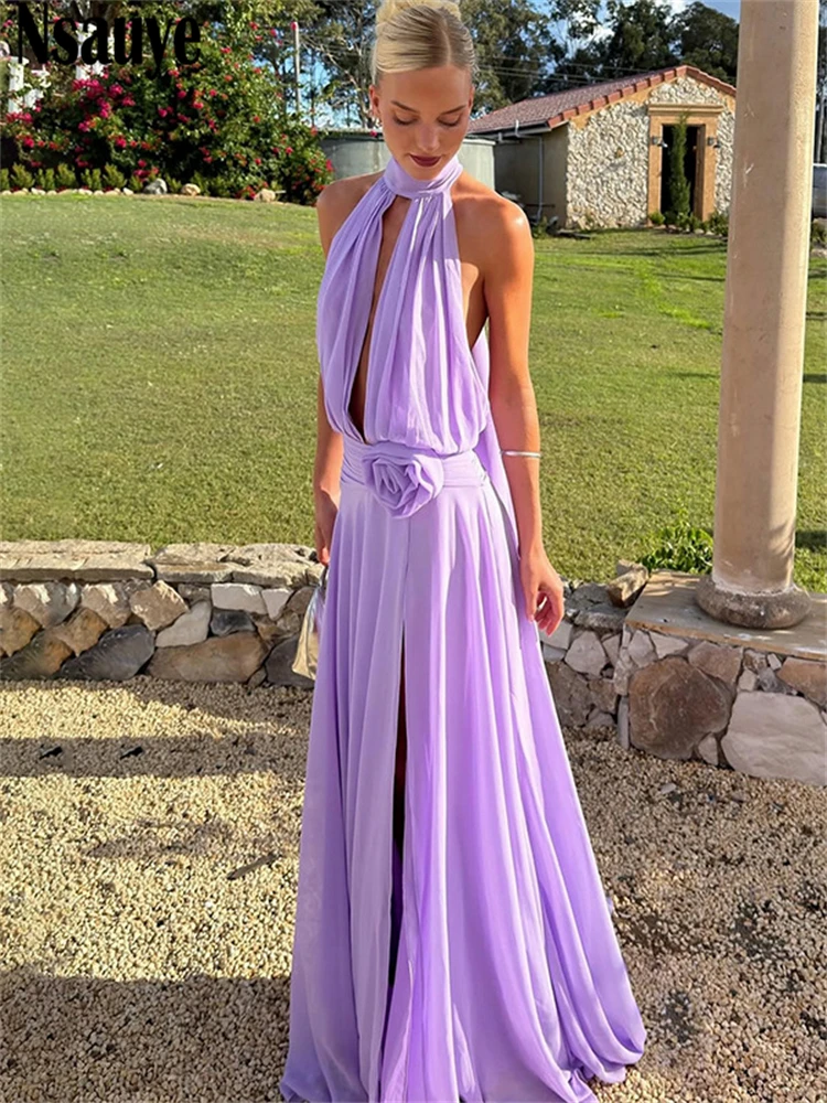 Nsauye Women Sexy Backless Halter Slim Long Dresses For Women 2026 Summer Vacat…