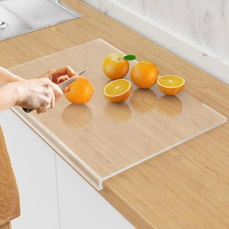 Acrylic Cutting Board with Lip - Clear Kitchen Countertop for Meat Bread  Fruit