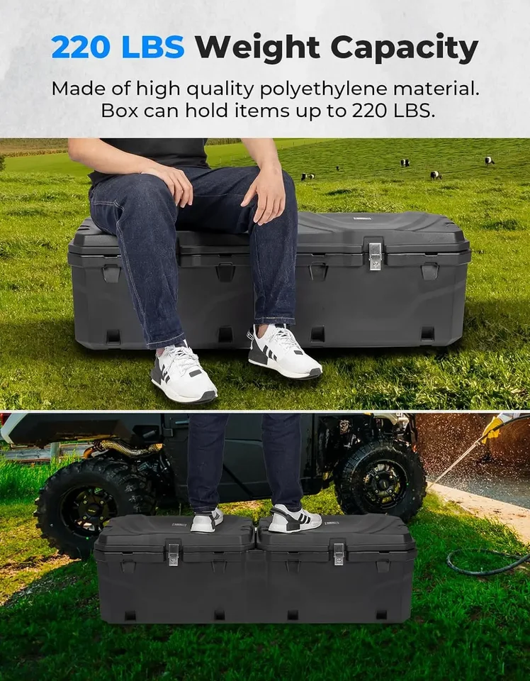 KEMIMOTO 21L UTV Bed Storage Box With Removable Tool Tray - Fits Polaris Ranger & General 1000/900/570/500 (2013-2024), No-Drill Mount