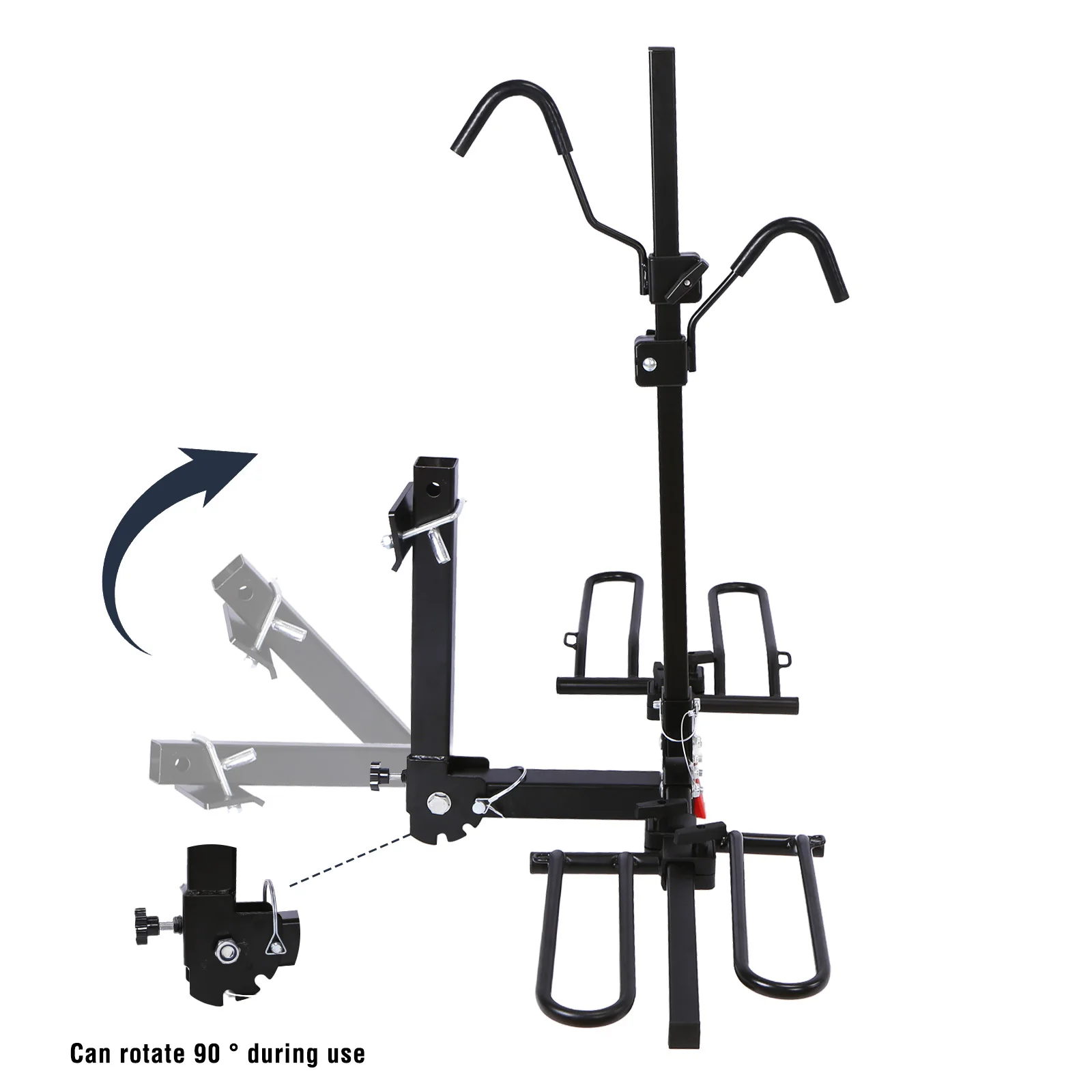 2 Bikes Bicycle Carrier Rack Adjustable Hitch Mount Bike Rack Rust Proof Car Rear Hanging Frame for Standard Fat Tire and E-Bike