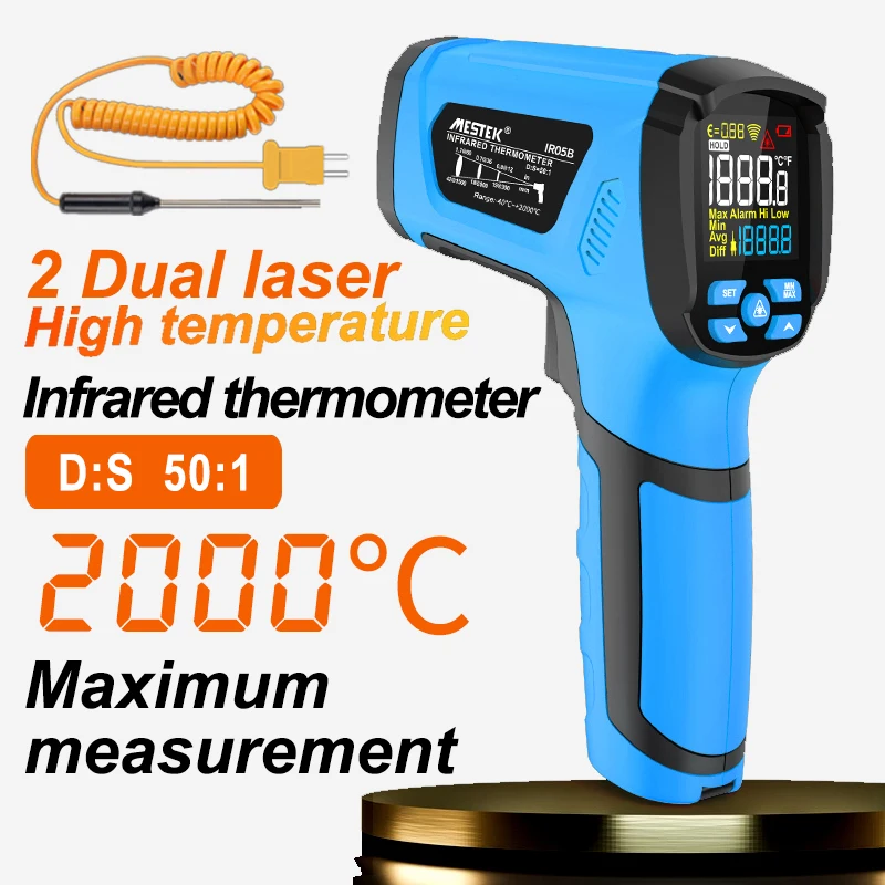 Digital Thermometer Infrared Thermometer Food Thermometer BBQ Thermometer Mestek -40 to 2000 degree Infrared Thermometer 2 Dual laser for Barbecue Kitchen Cooking