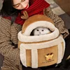 Fashion Autumn Winter Cat Backpack Pet Carrier Warm Soft Sherpa Travel Bubble Bag For Small Cats Christmas Gift Pet Supplies 2