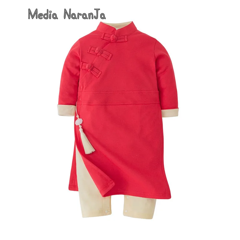 

Ancient costumes for boys girls spring autumn Hanfu baby romper baby Infant style dress grab week new year clothes