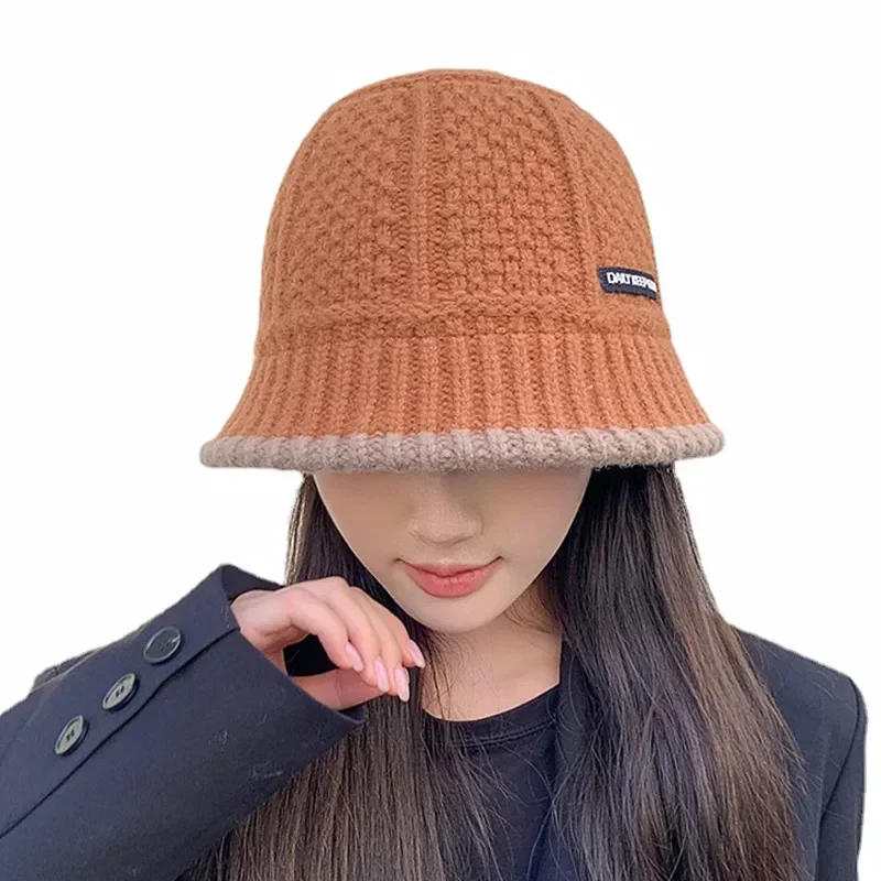 Women's Hat Winter Warm Knit Bucket Hat Warm Fisherman Hats Female Fashion Korean Beanie Lady Retro Black Panama Cap For Women women bucket hat women hat bucket hat