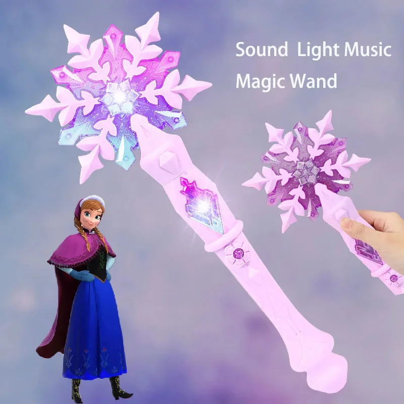 Disney Frozen Elsa Snowflake Wand with Sound Glowing Anime Cosplay