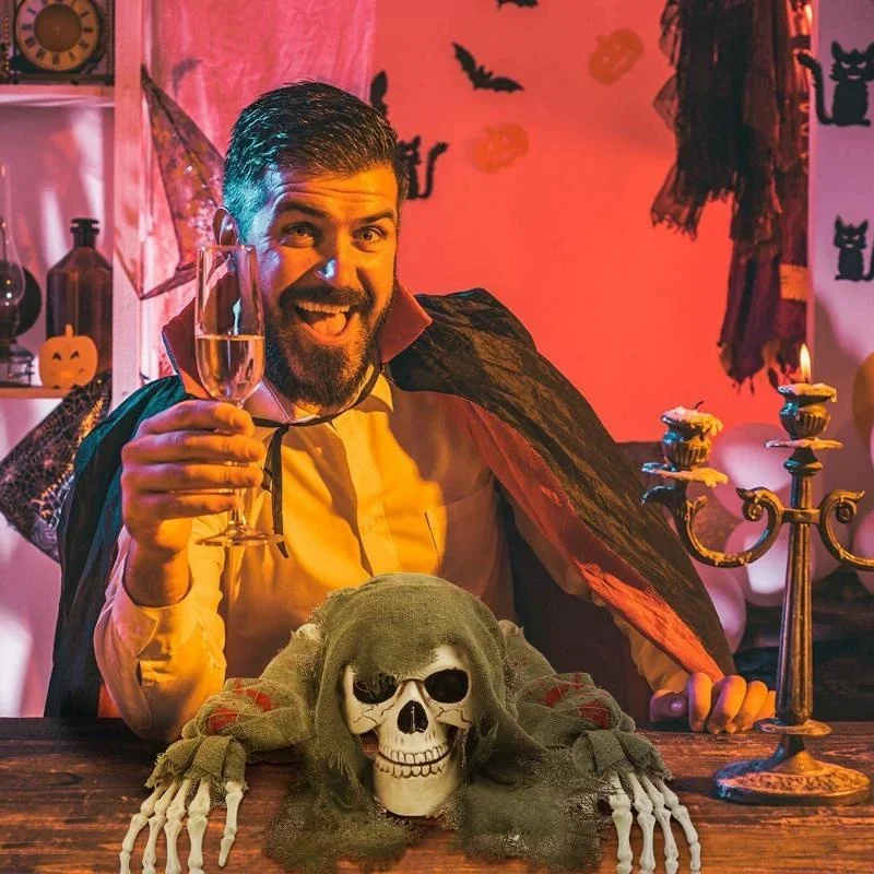 Halloween Skull Ghost Head 3Pc/Set Decoration Crawling Ghost Trick Simulation Skull Arm Decoration Haunted House Halloween Decor