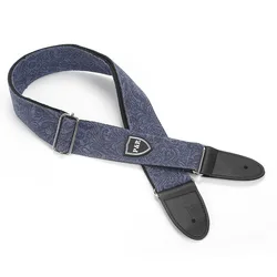 Premium Adjustable Denim Cotton Guitar Strap - Enhanced Comfort for All String Instruments (Blue)