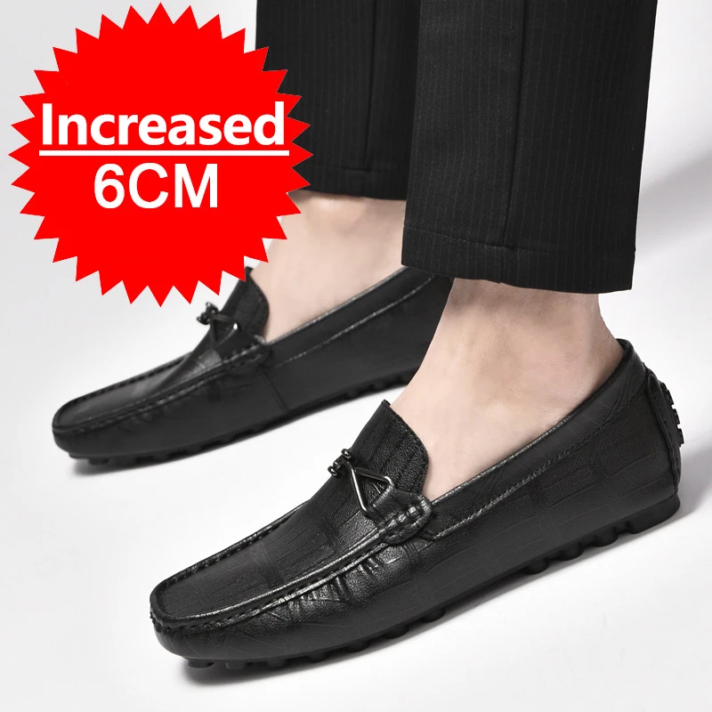 New Summer Men's Inner Heightening Shoes Leather Casual Business Shoes Invisible Height Increasing Sport Elevator 6CM