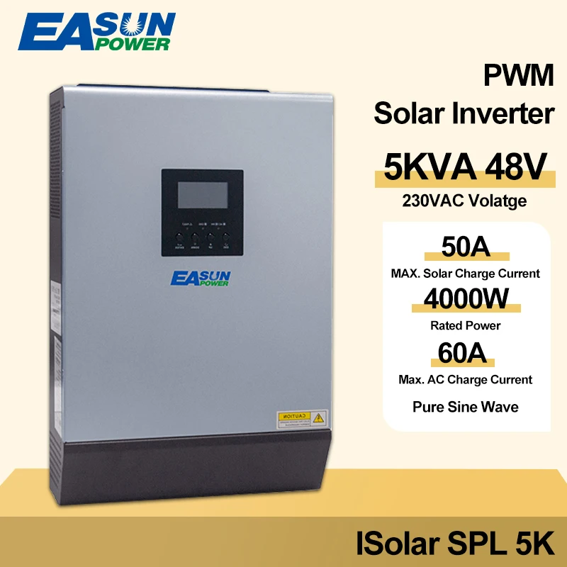 Easun Power Solar Inverter 5Kva 4000W Onda Sinusoidale Pura 220Vac Output Inverter Solare Pwm Integrato 48V 50A Regolatore Di Carica Solare