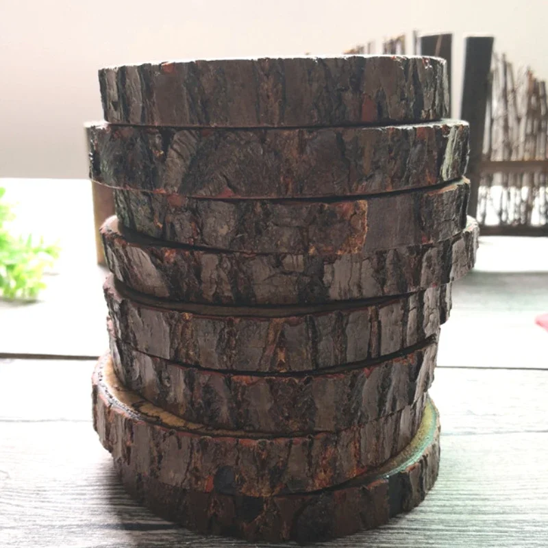 2pcs Cocktail cup coaster Solid wood coaster Camphor wood Round Natural wooden stake Heat-resistant Bar accessories