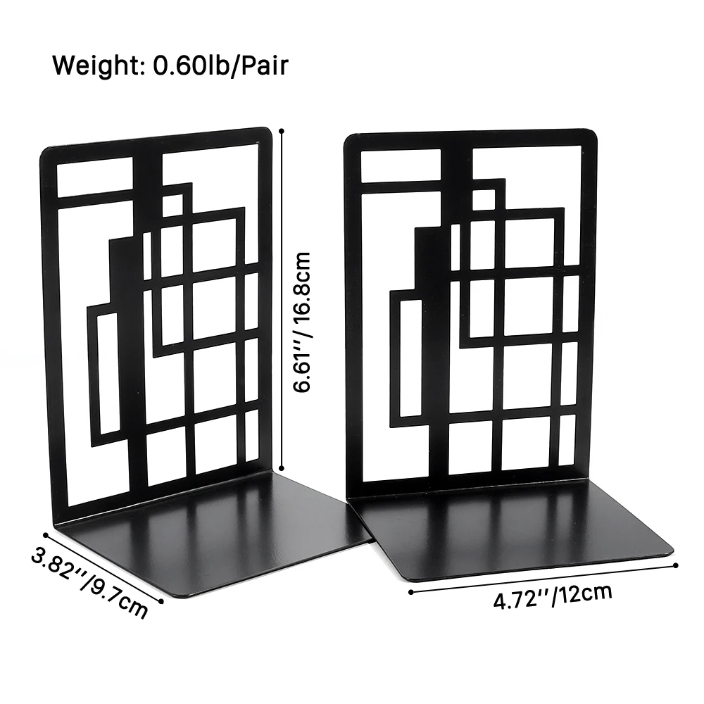 Hollow-out Metal Bookends Hourglass Design for Home Office Decorative Book Stoppers Book Holders book holder