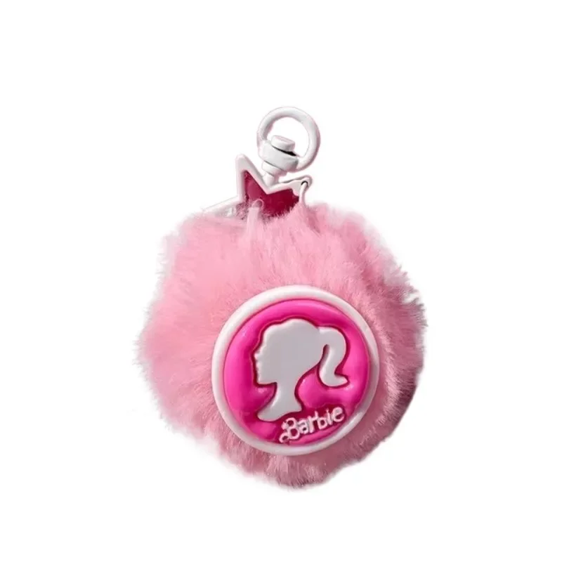 Plush Pink Barbie Pendant Cartoon Sweet Girl Key Chain Pupil Backpack Strap Friend Gift Girls Accessories Hairball Keys Pendant 6