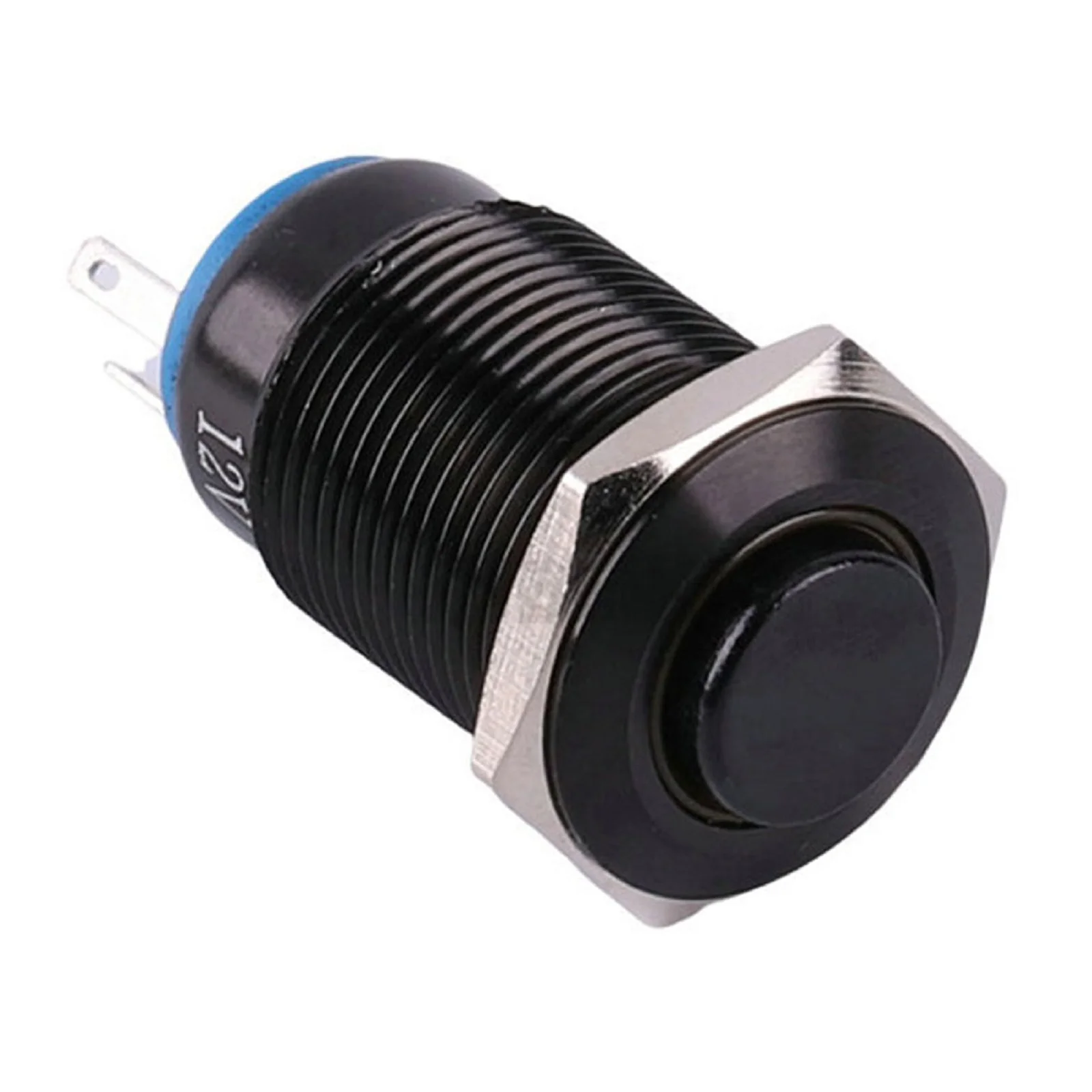 

12mm Waterproof Metal Push Button Switch 12V-24V Self Reset Momentary Button Switch Black 3A Waterproof Electrical Equipment