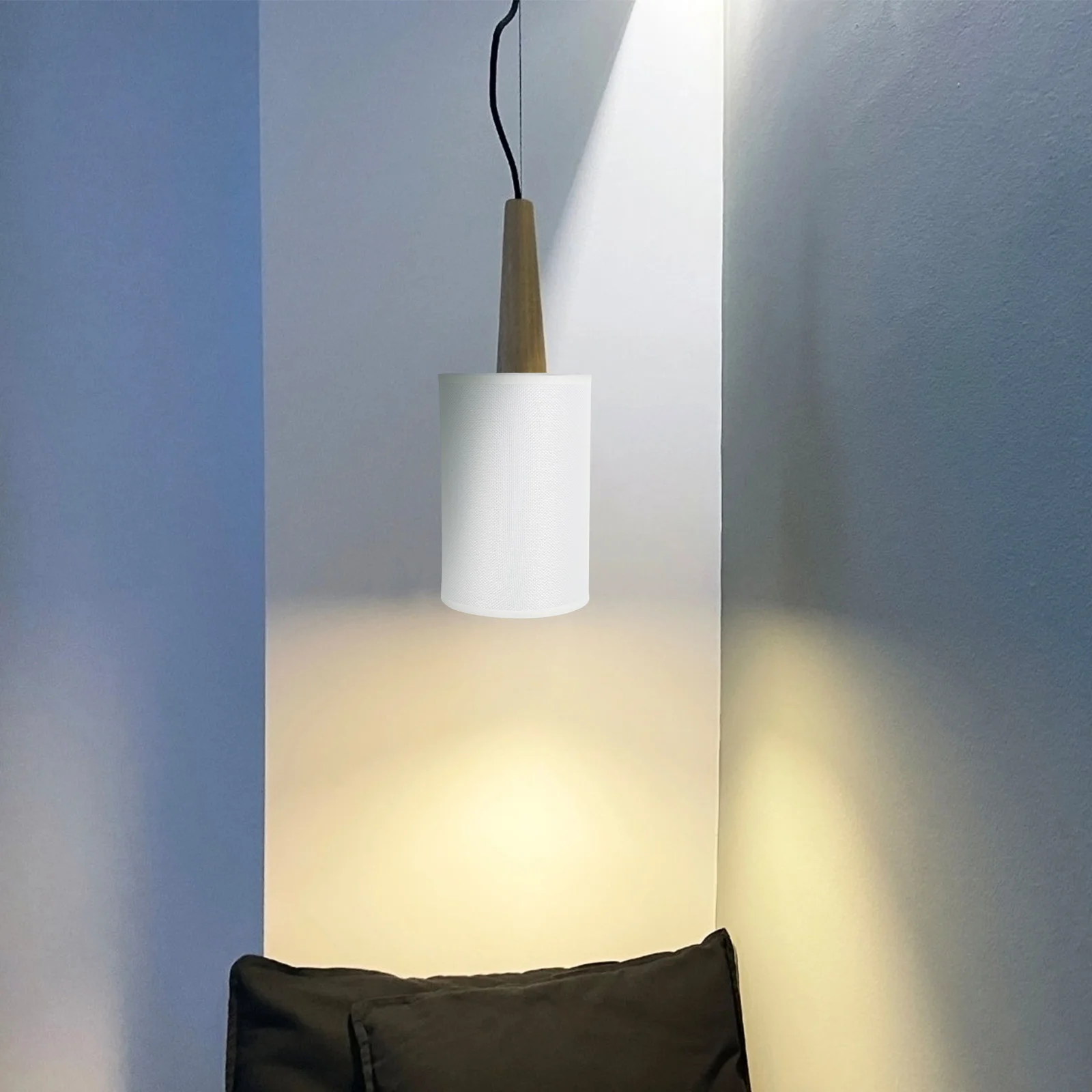 

Vintage Cylinder Lamp Shade White Fabric Drum Lampshade E27 Light Cover Modern Home Bedroom Living Room Decoration