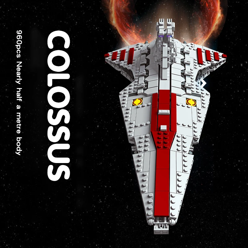960PCS Space Battleship Building Blocks Spaceship Defense Ship MOC Model Bricks Kits Desktop Decoration Kids Toys Birthday Gifts 4