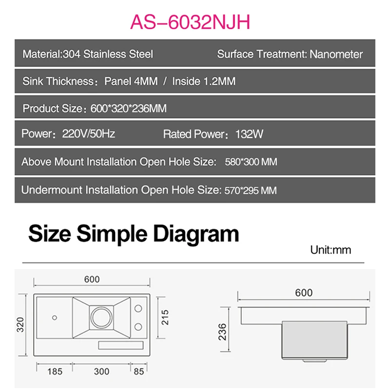 ASRAS Nanometer Handmade Flip Cover Hidden Cup Rinser Kitchen Sinks Ultrasonic Smart Purifying Bar Counter Island Sinks 6