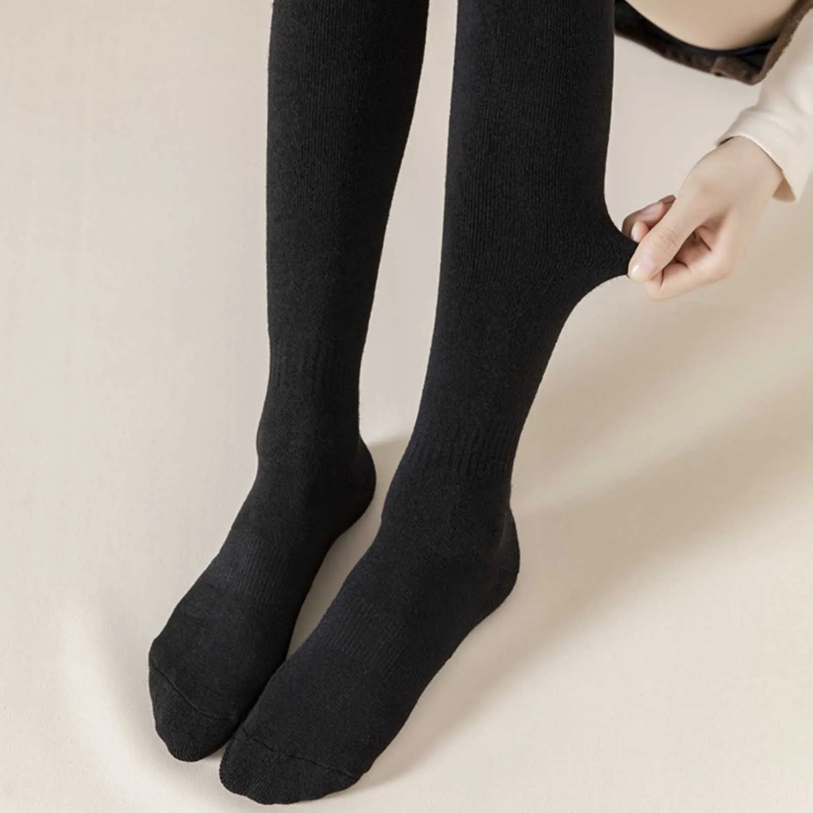 

Solid Color Women‘s Stockings Black Grey Autumn Winter Over Knee Socks Girls Stuednt All Match Stay Up High Elasticity Stocking