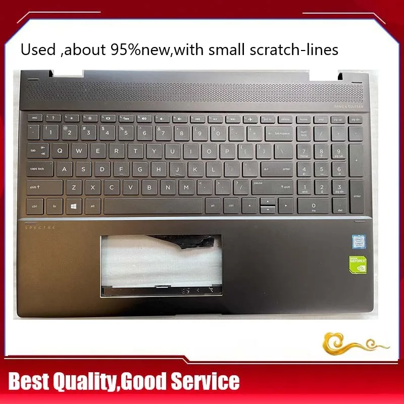 

YUEBEISHENG 95%New/org For HP Spectre X360 15-CH TPN-Q200 palmrest US keyboard upper cover Backlight L15588-001,100%tested