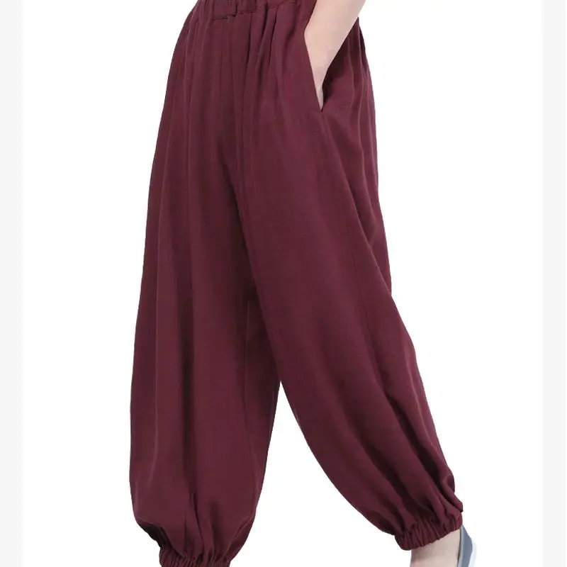 High Quality Cotton Buddhist Zen Buddha Bloomers Lay Pants Shaolin Monk Kung Fu Martial Arts Wushu Trousers Black/blue