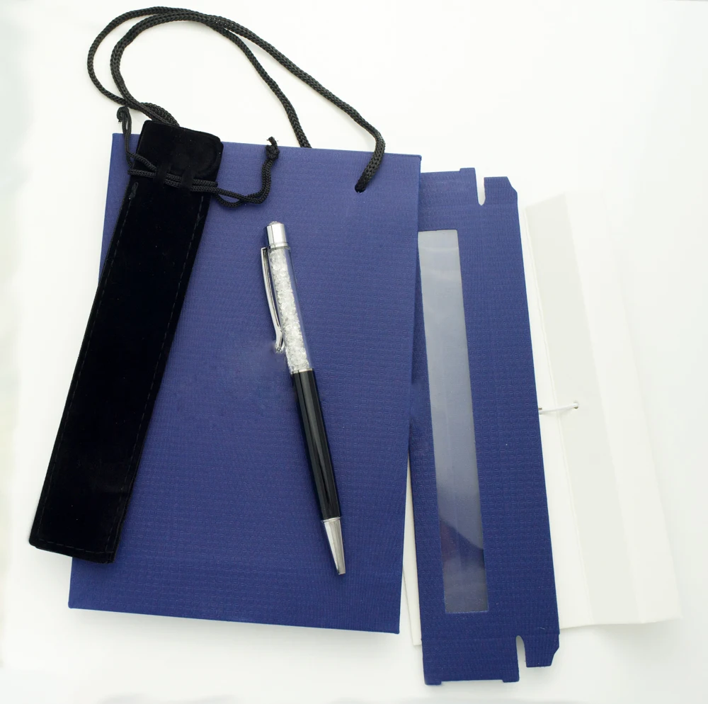 High-End Cadeau Balpen Alle Accessoires Compleet Met Pen Doos Handtas Fluwelen Zakje Bruiloft Cadeau Gegraveerd Logo Kristallen Pen