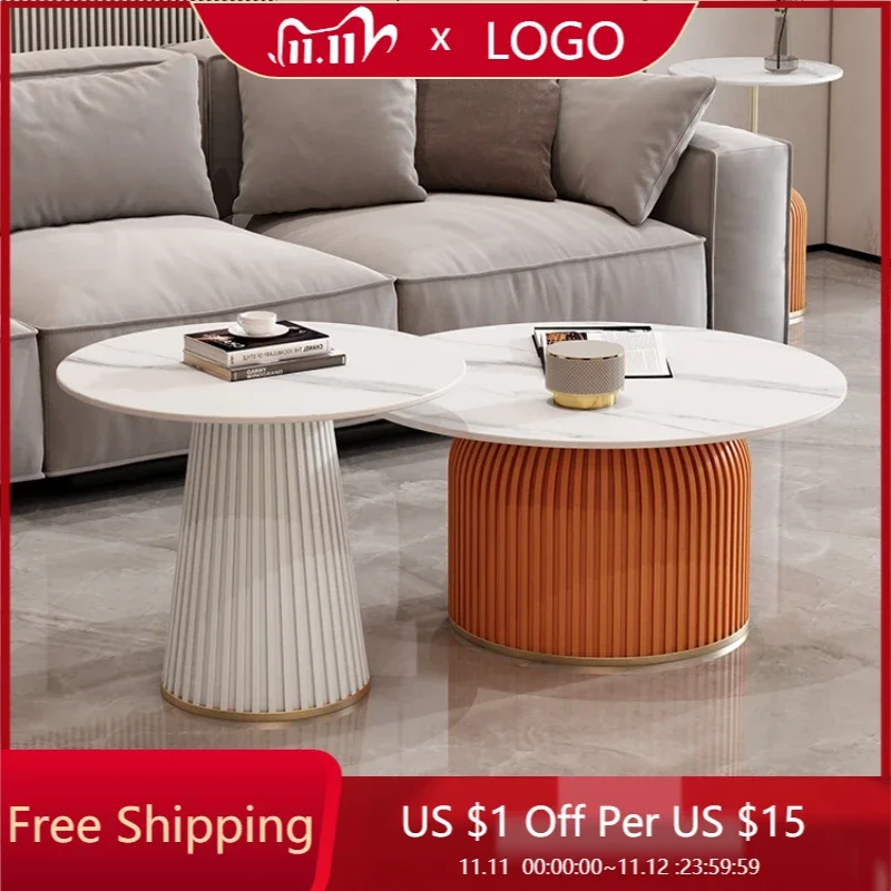 

White Minimalist Coffee Tables Living Room Metal Insulation Luxury Tea Table Nordic Sets Aesthetics Mesa De Centro Furnitures