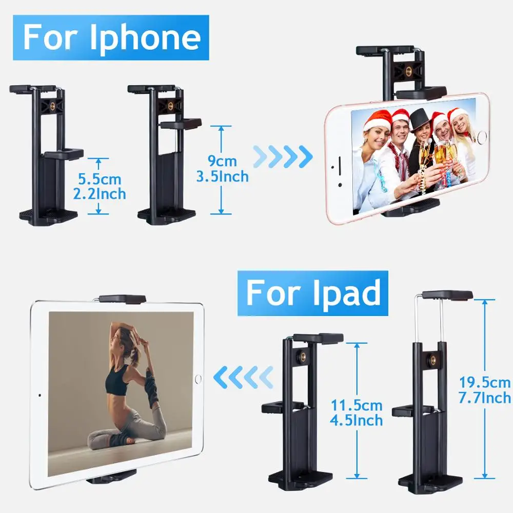 Selfie Stick Tripod Mobile Phone Stand with Bluetooth Remote 1/4 Screw for iPhone iPad Tablet Camera Ring Lamp
