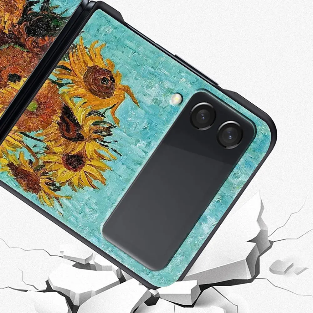 Van Gogh Sunflowers & Starry Night Folding Phone Hard Cover Case