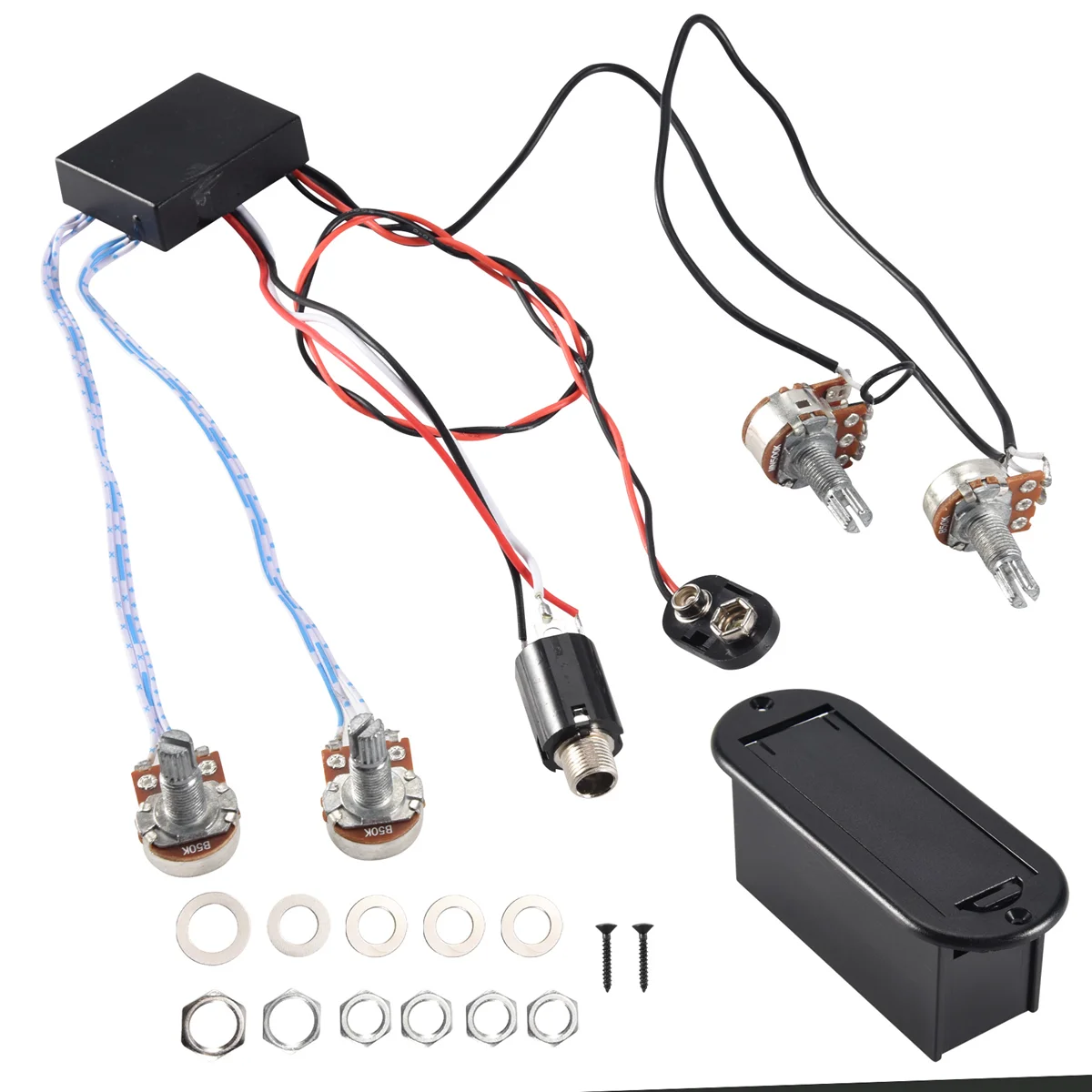 2 Band Active Bass Guitar EQ Equalizer Preamp Circuit Pickup Black 2