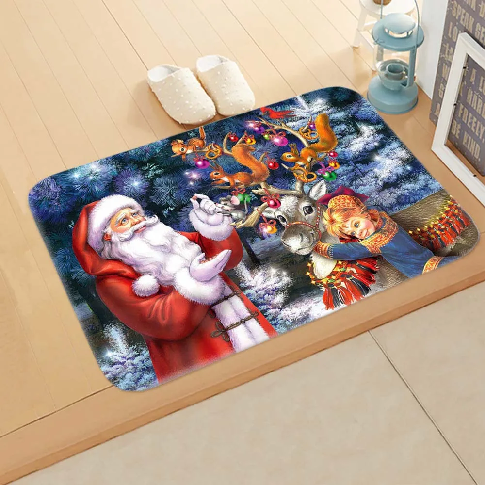 Merry Christmas Door Mat Cat Dog Doormat Snowman Floor Rugs Santa Claus Carpet Indoor Outdoor Home Kitchen Farmhouse Decor