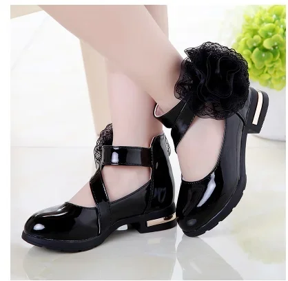 Girls leather princess shoes 2021 spring autumn children's shoes school girl casual footwear teenage wedding party dance shoes 3