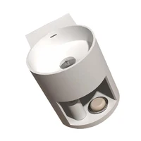 อ่างล้างหน้าแบบแขวนผนังสำหรับห้องน้ำ อ่างหินผิวแข็งแบบแขวนพร้อมตู้เก็บของ รุ่น WD38479CR 6