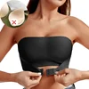Soutien-gorge sans bretelles sans couture pour femmes, rembourré amovible, haut en soie glacée douce, sous-vêtements sans bretelles, sûr, antidérapant, Push Up, haut tubulaire Sexy