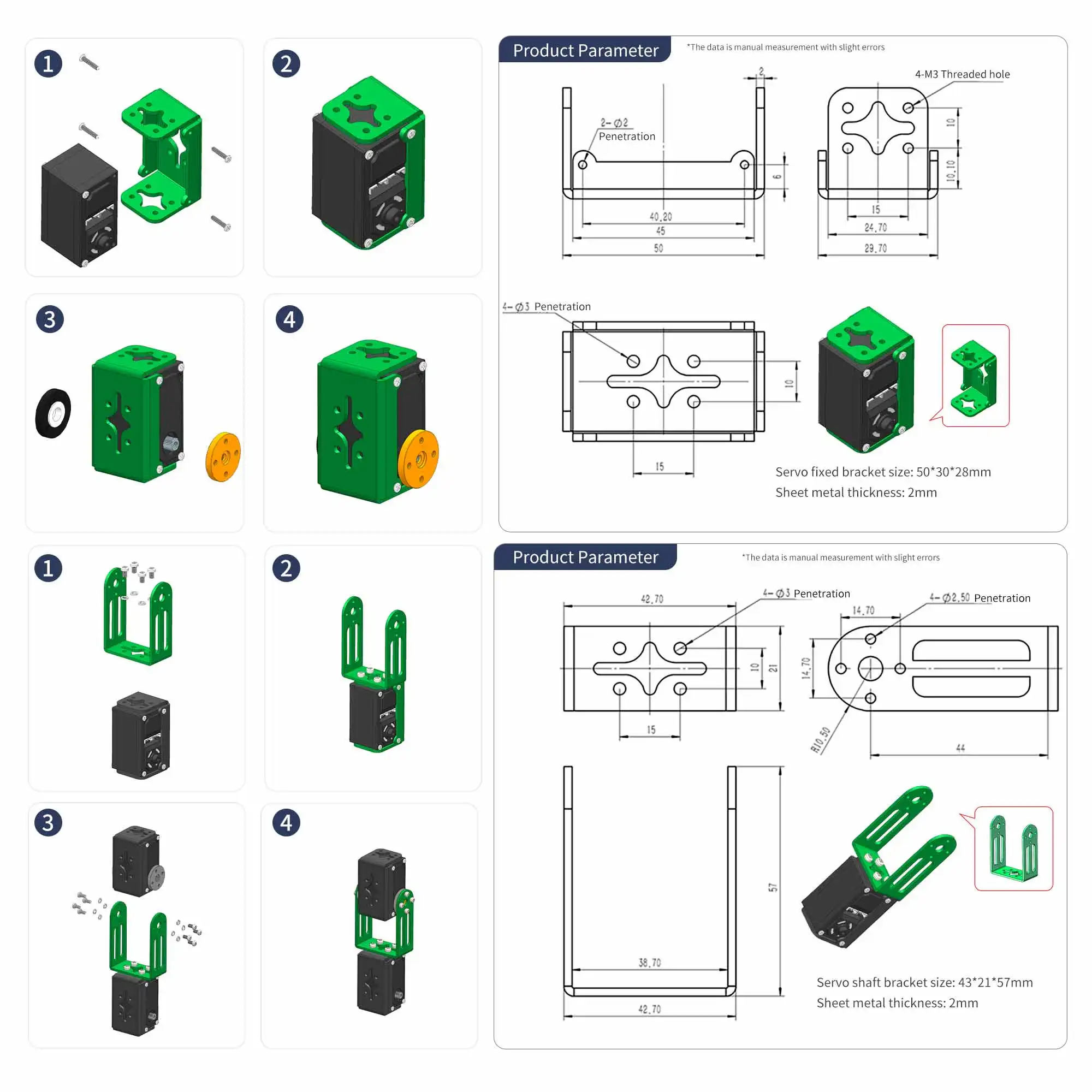 Fixations arbre incluses dans le Kit Servo RC, accessoires pour montage de modèles réduits.