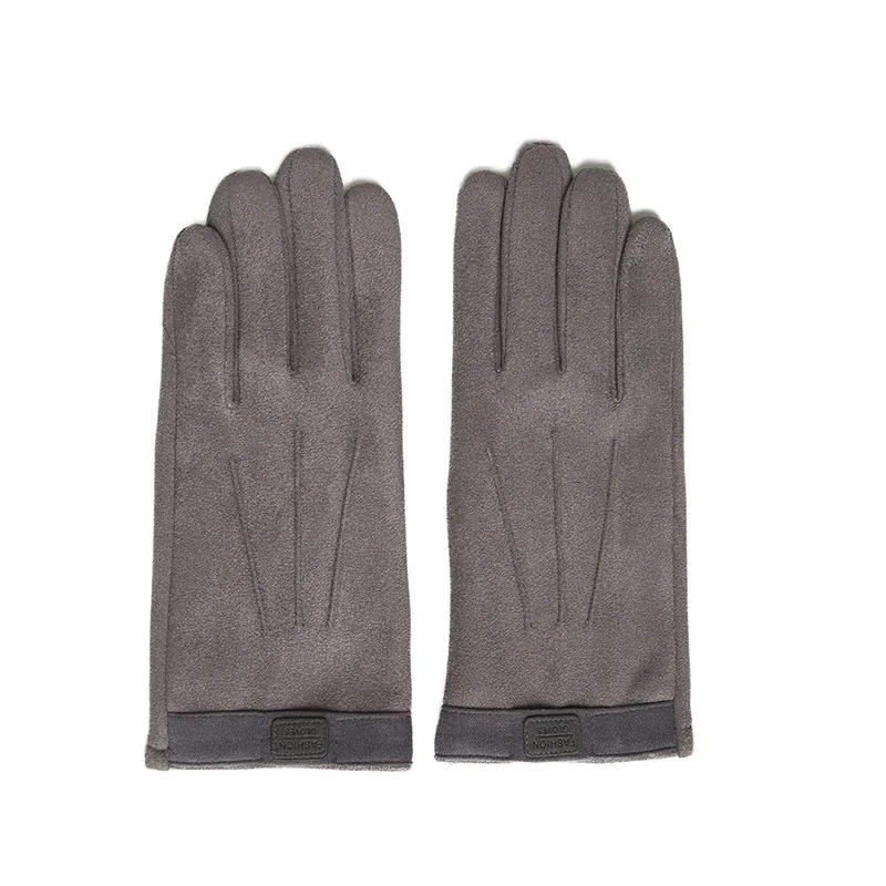 Man Autumn Winter Suede Plus Velvet Keep Warm Touch Screen Outdoor Sports Gloves Fashion Solid Elasticity Drive Cycling