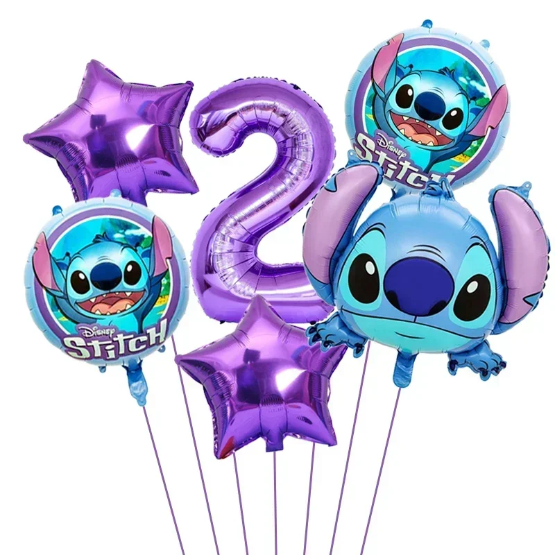 Party Balloons 1 Set Disney Lilo&Stitch Theme Party Balloon Cute Stitch Aluminum Foil Balloon Set For Boys and Girls Birthday Decoration Toys