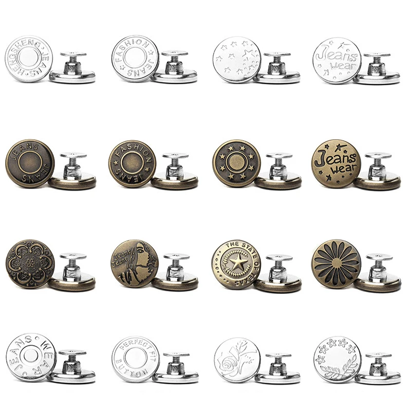 

Джинсовая пуговица без гвоздей для мужчин и женщин, свободная металлическая джинсовая куртка с язычком ремня, 5 комплектов