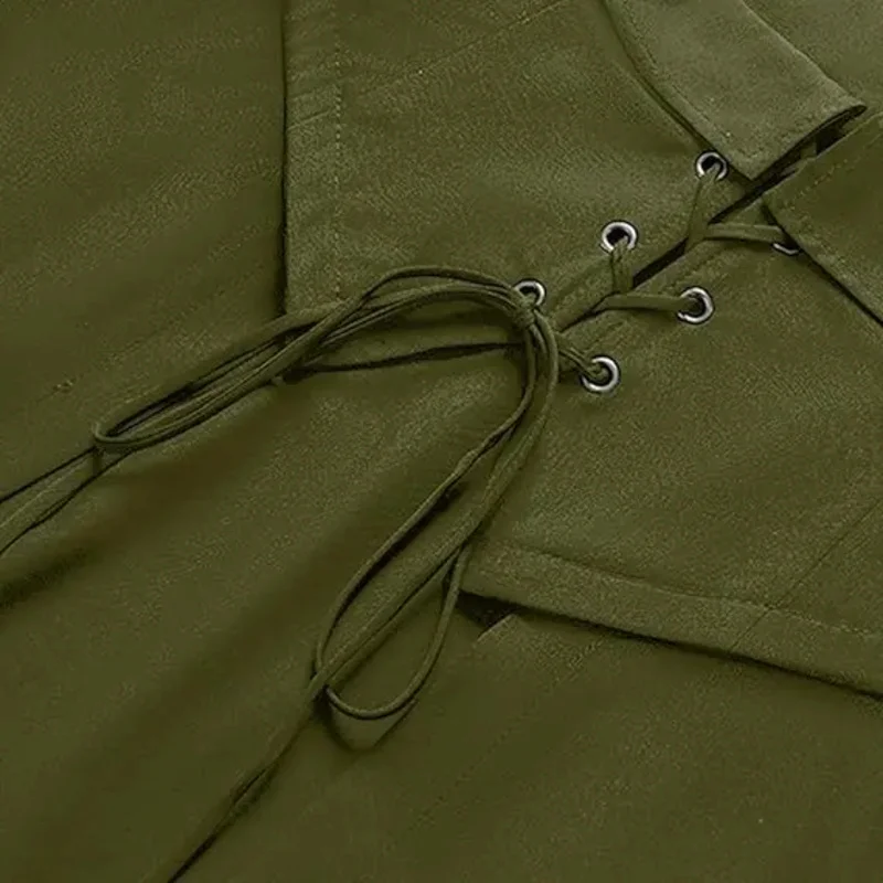 Costume da Donna Rinascimentale, Abito Medievale da Contadina, Vestito Sottoseno da Pirata/Fata con Tasche, Stile Vintage Vichingo Gotico NUOVO - immagine 4
