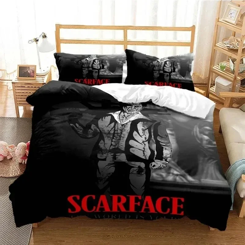 3D Print Tony Montana Scarfaces Bedding Set Twin Queen Size Duvet Cover Set Pillowcase Bed Home Textileextile Boys Girls Adult 6