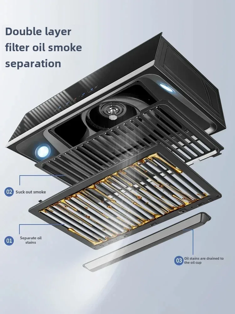 Chigo range hood home kitchen large suction Chinese-European oil absorber automatic cleaning rental room smoking machine.