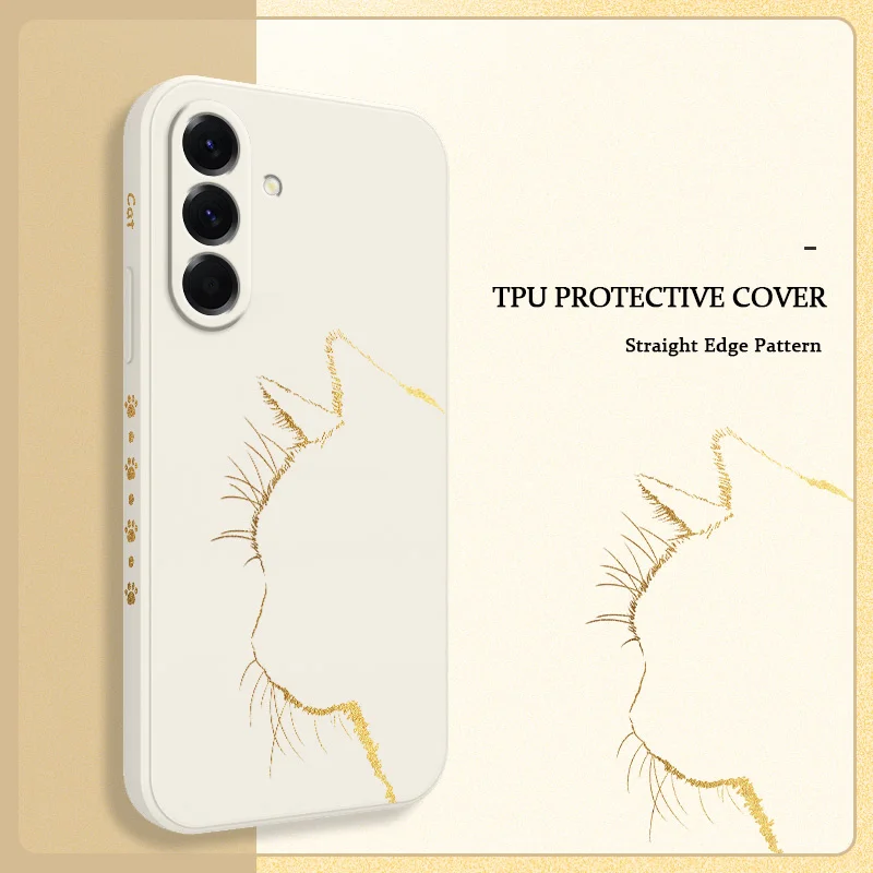 Elegant Black Gold Cat Liquid Silicone Phone Case