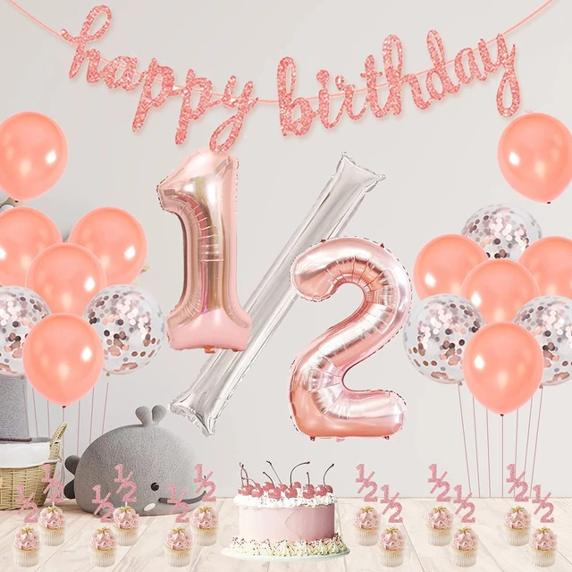 2 Kit Decoration Gateau Anniversaire Fille Rose Gold,Décoration