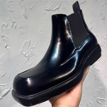 Square Toe Man Designer Boot Slip-on Men Ankle Boots