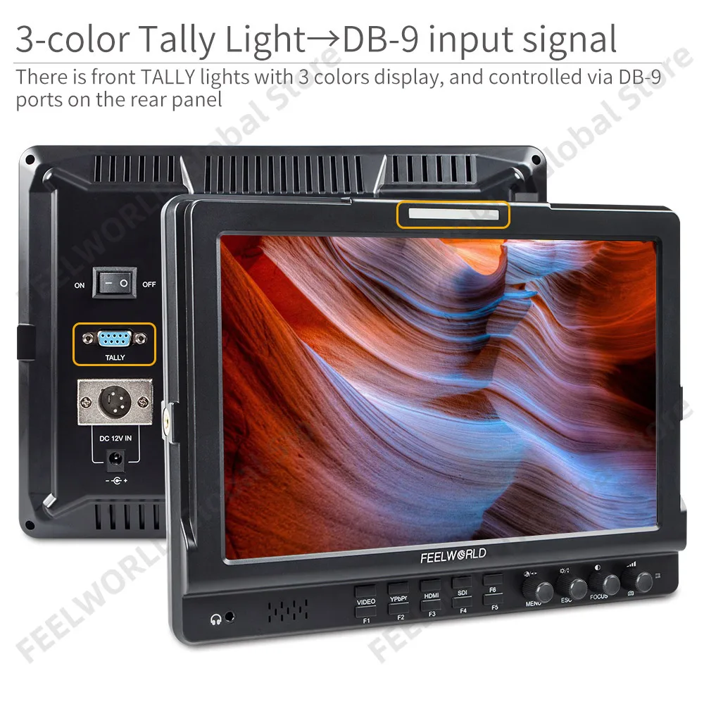 Feelworld FW1018V1 10.1 Inch Camera Field Broadcast Monitor Full HD 1920x1200 IPS 4K HDMI YPbPr Video Audio for DSLR Cameras