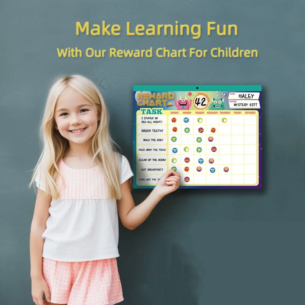 

Motivate Responsibility Behavior Reward Chart Cartoon Whiteboard Reward Plan Table Full Magnet Backing Perforation