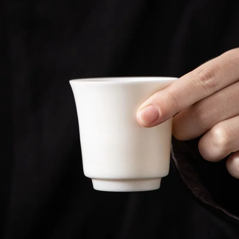 Plain Roast Mutton Fat Jade Small Teacup Dehua Kung Fu Tea Cup Teacup White Porcelain Master Cup Pure White Single