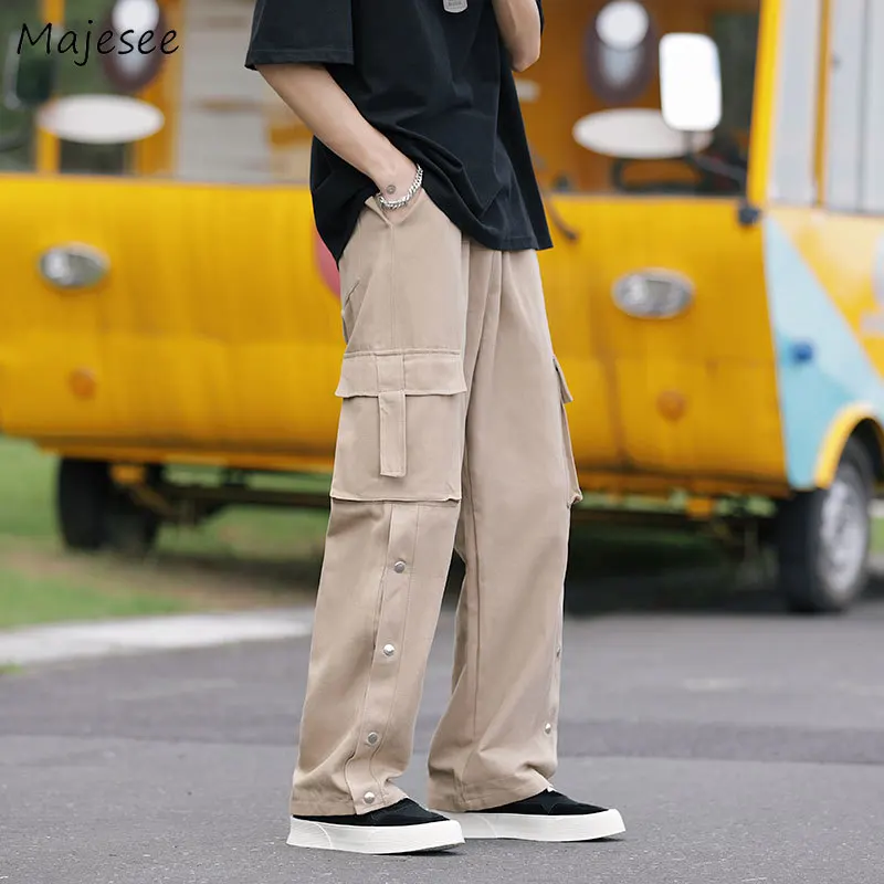 

Pants Men Casual Cargo Trousers Multi Pockets Japanese Retro College Streetwear Youngster Baggy Hip Hop Male Fashion Popular Ins